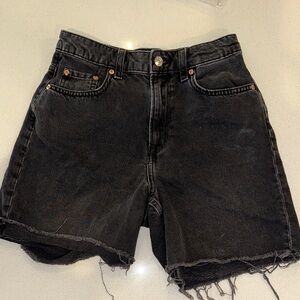Divided Black Frayed Hem Jean Shorts